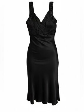 Anne Klein Black Midi Dress with Embellished Straps